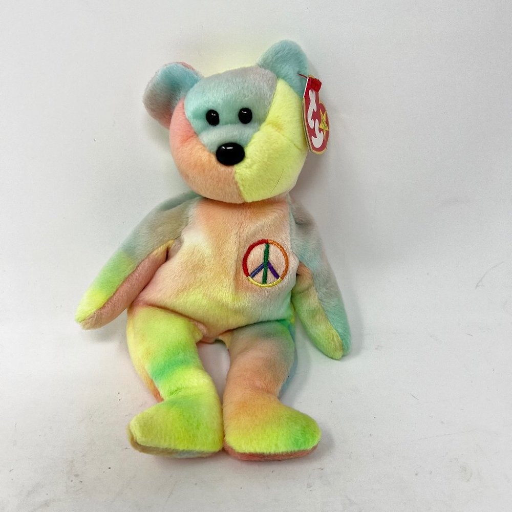 Ty Beanie Baby Plush "PEACE" The Bear 1996 8.5" Stuffed Animal Toy Retired